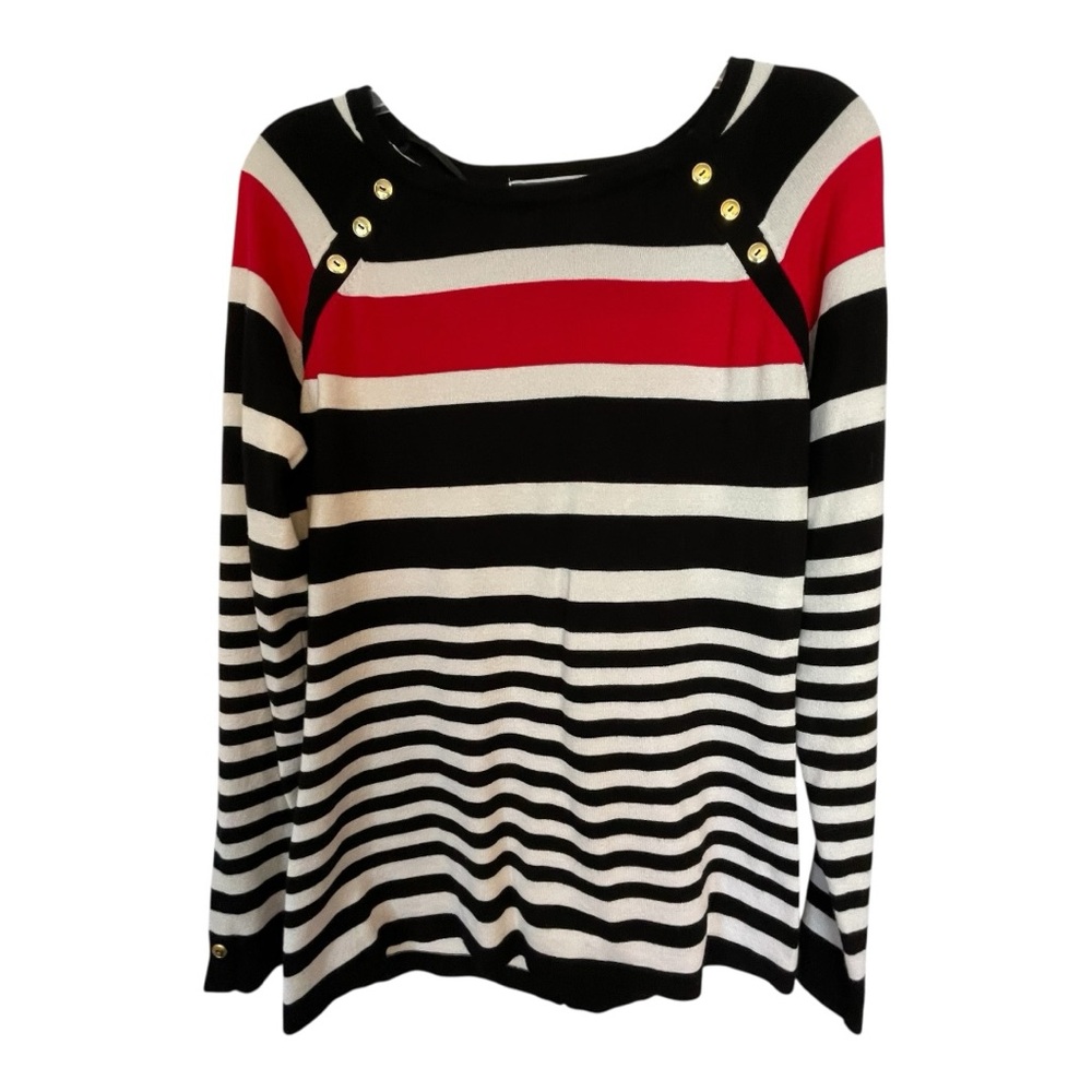 Karen Scott Black and White Striped Blouse